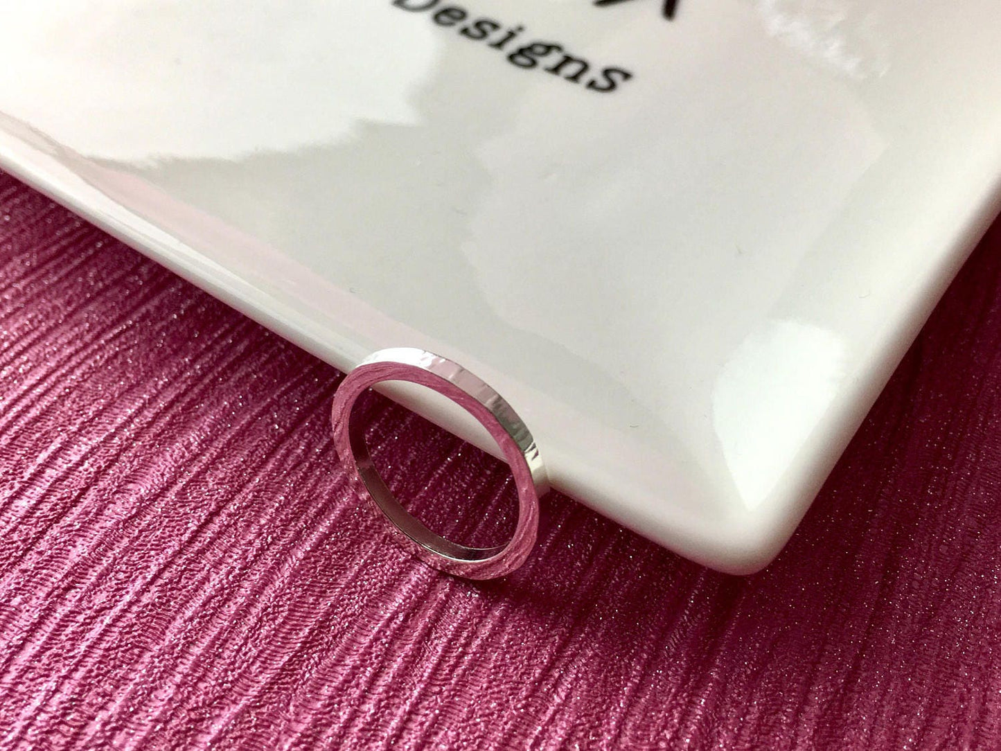 Sterling silver stacking rings, 2mm hammered ring