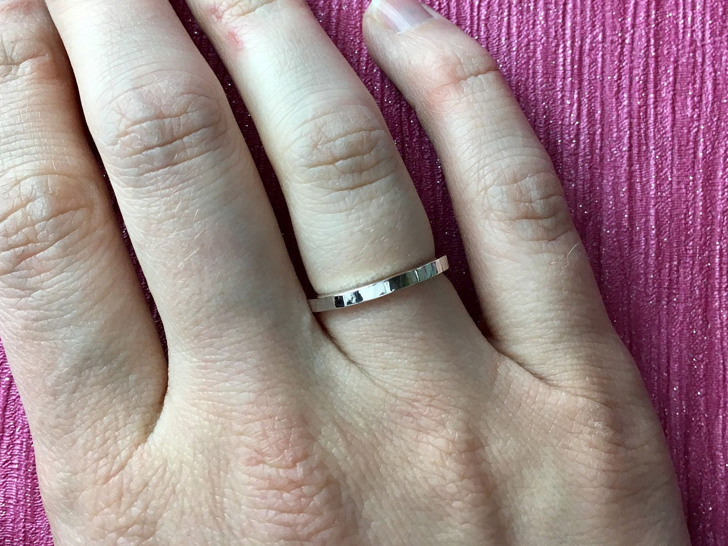 Sterling silver stacking rings, 2mm hammered ring