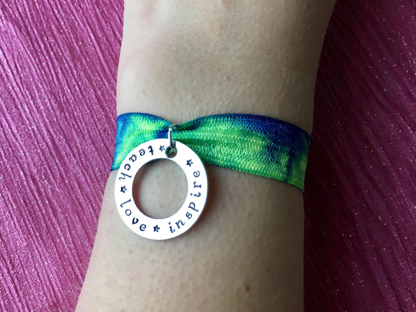 Teach love inspire stretchy bracelet, elasticated bracelet, teacher bracelet, teacher gift