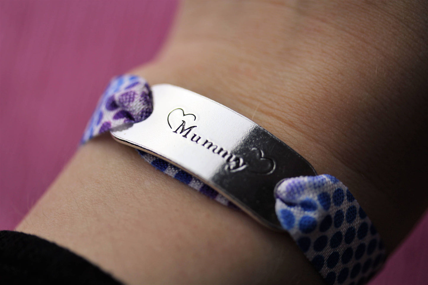 Mummy bracelet, hand stamped bracelet for mum, elasticated bracelet