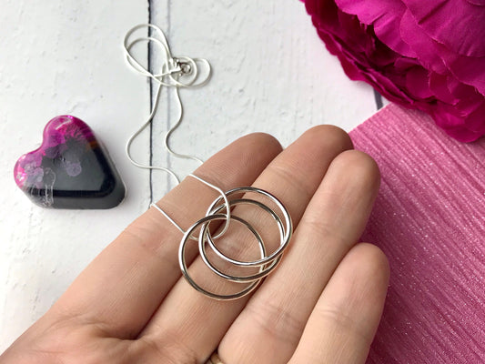 Thirtieth birthday present, Russian ring necklace, entwined loops, entwined rings, washers, 30th gift idea, sterling silver, necklace