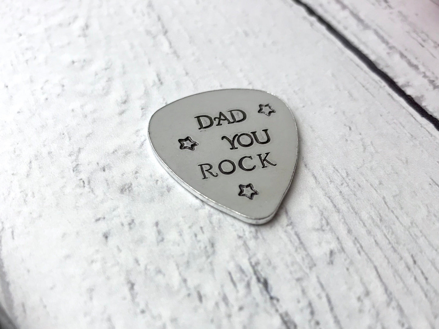 Hand Stamped guitar pick, personalised guitar pick, dad you rock, father's day gift, dad present