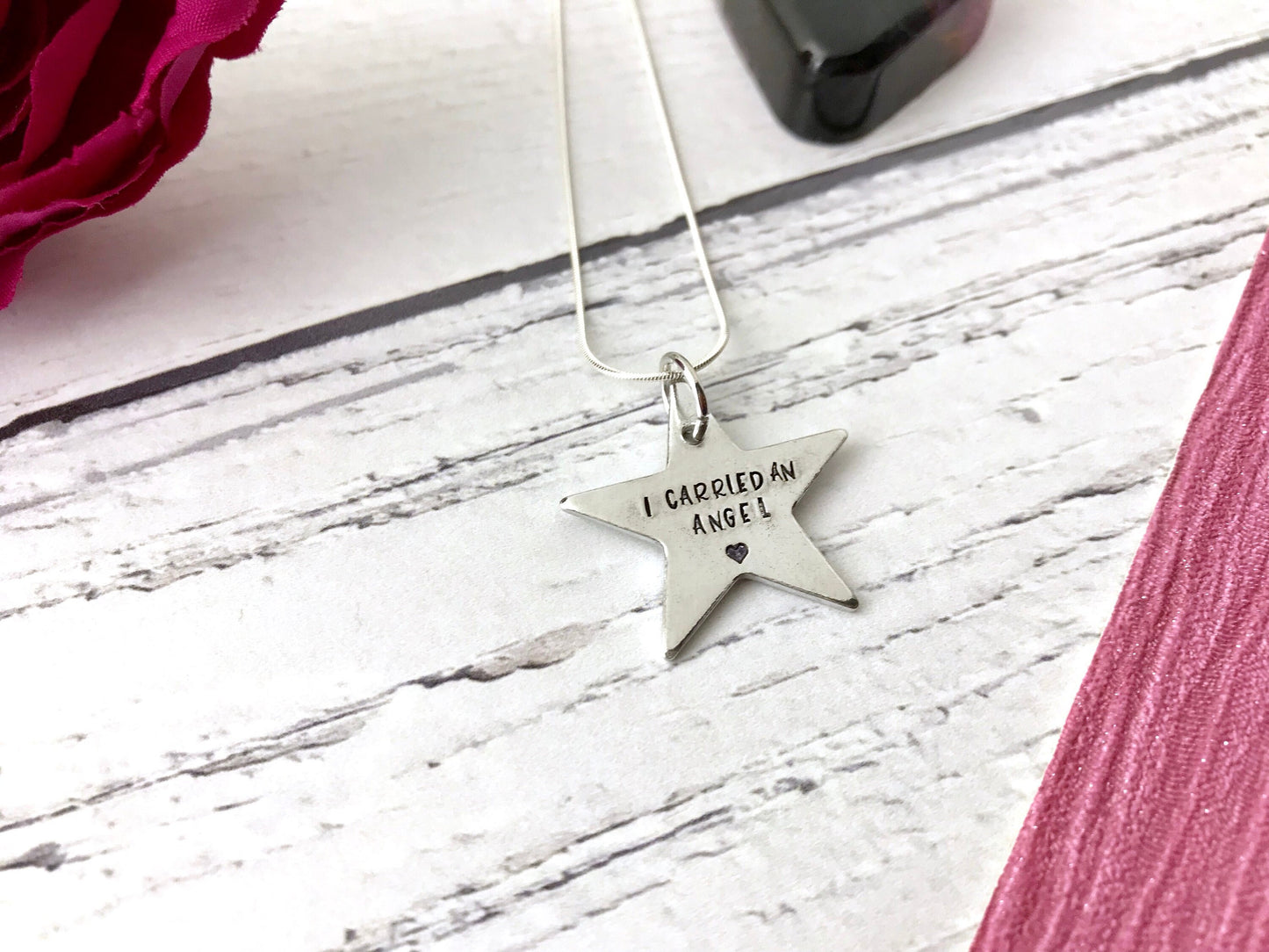 Remembrance gift, carried an angel, hand stamped memorial gift, personalised necklace