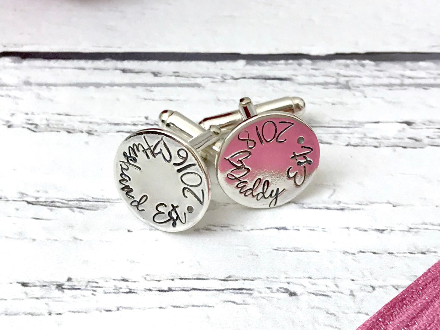 Personalised cufflinks, daddy cuff links, husband gift, new father, Father's Day, gift for dad, hand stamped , sterling silver