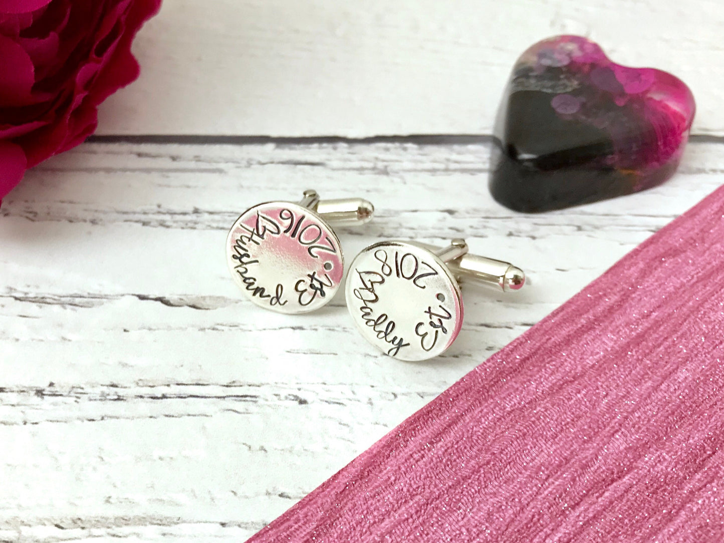 Personalised cufflinks, daddy cuff links, husband gift, new father, Father's Day, gift for dad, hand stamped , sterling silver