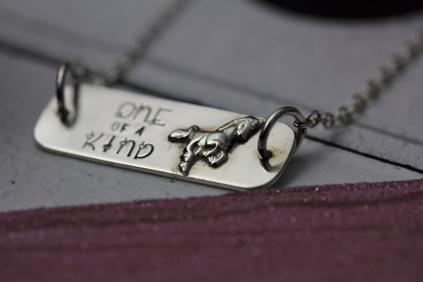 Unicorn necklace, sterling silver, one of a kind, hand stamped jewellery, valentines gift