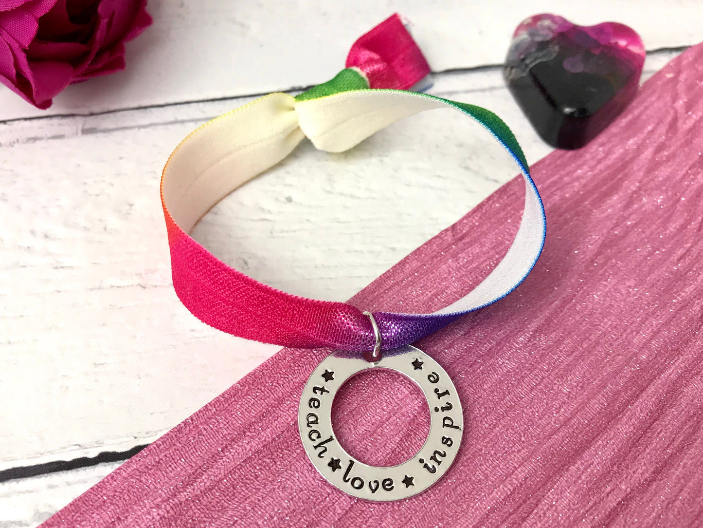 Teach love inspire stretchy bracelet, elasticated bracelet, teacher bracelet, teacher gift