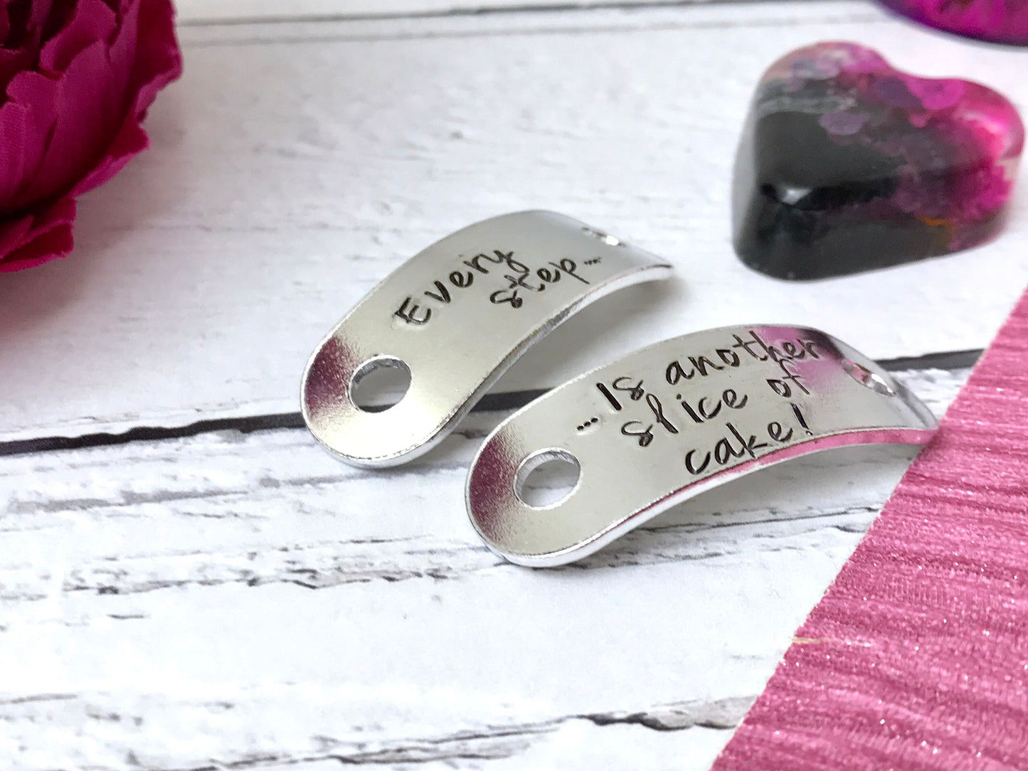 Personalised trainer tags, hand stamped running gift, motivational, fitness gift, cake gift