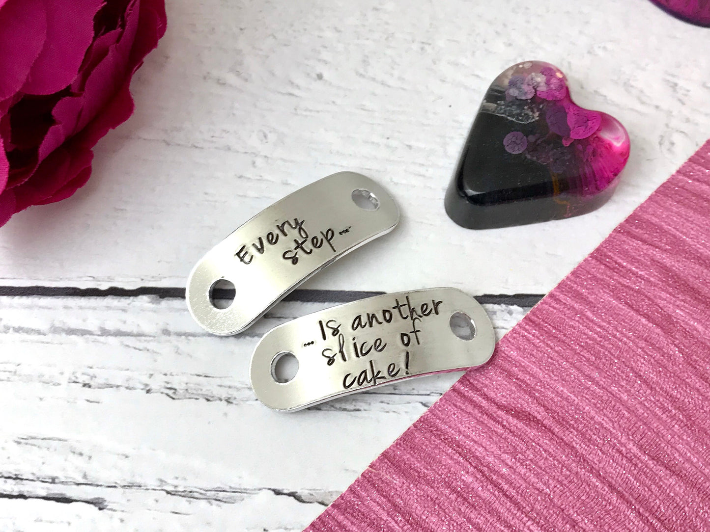 Personalised trainer tags, hand stamped running gift, motivational, fitness gift, cake gift