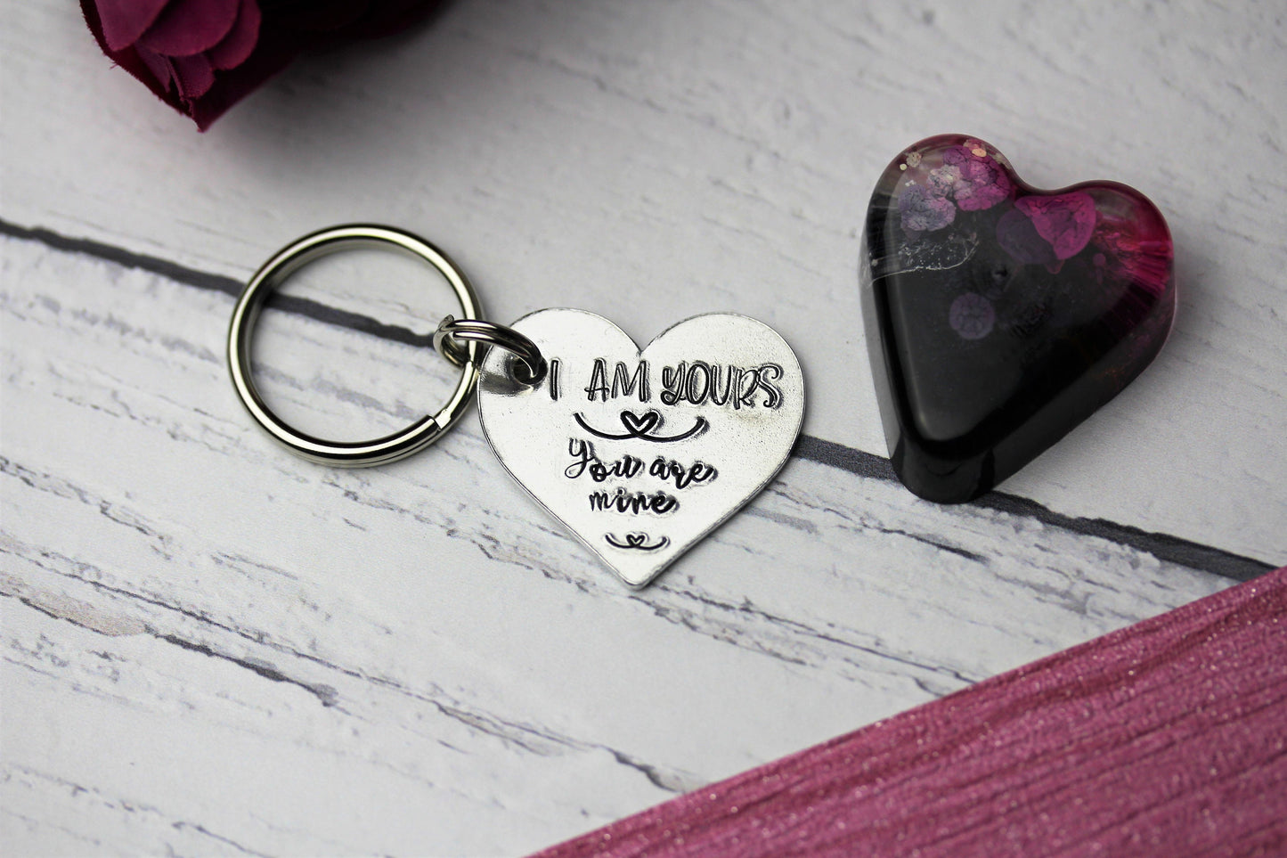 Love heart keyring, I am yours, you are mine, valentines day gift, anniversary gift