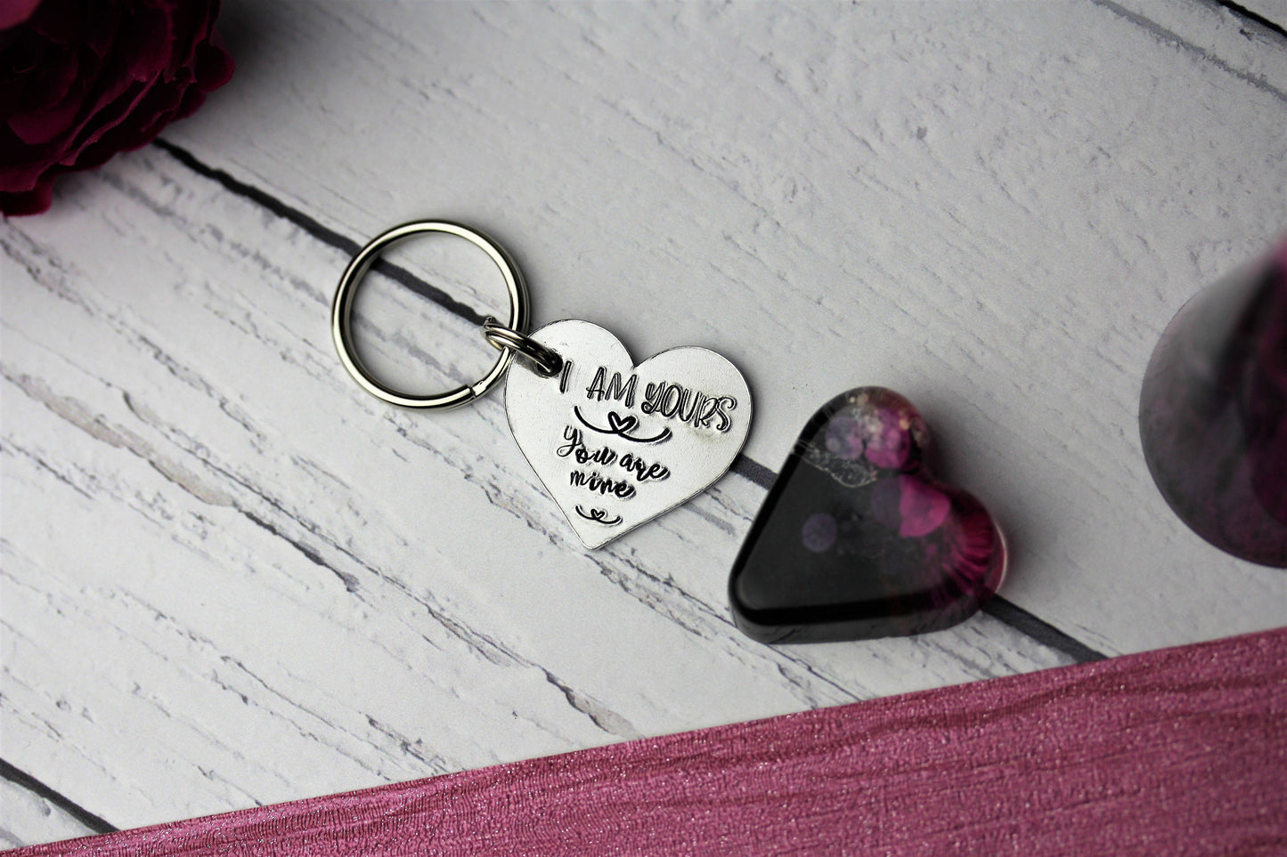 Love heart keyring, I am yours, you are mine, valentines day gift, anniversary gift