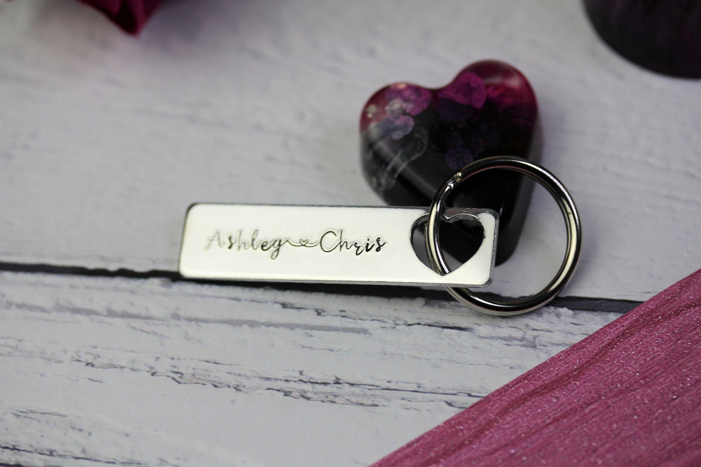 Personalised names keyring, love heart keyring, valentines day gift, anniversary gift