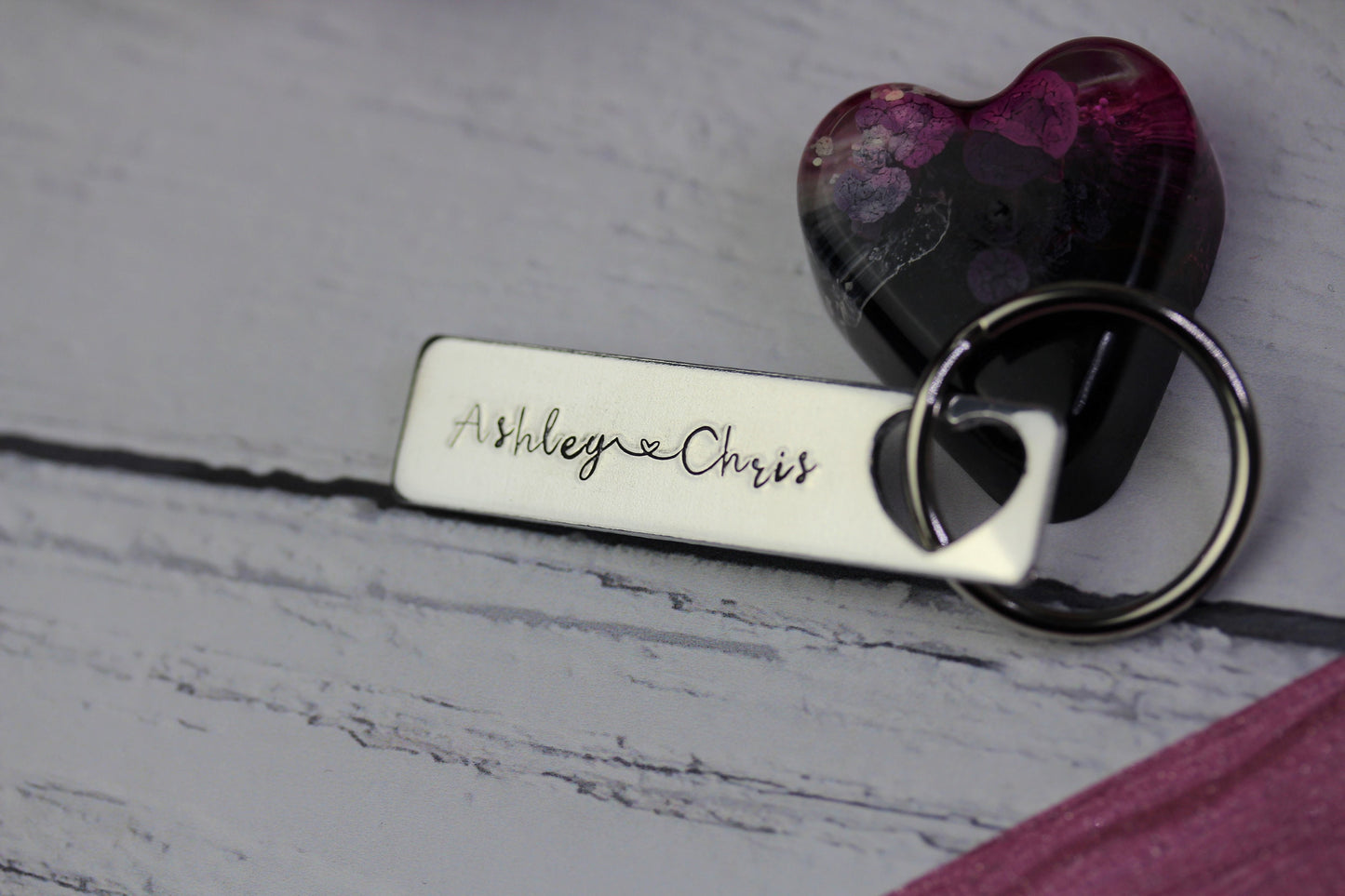 Personalised names keyring, love heart keyring, valentines day gift, anniversary gift