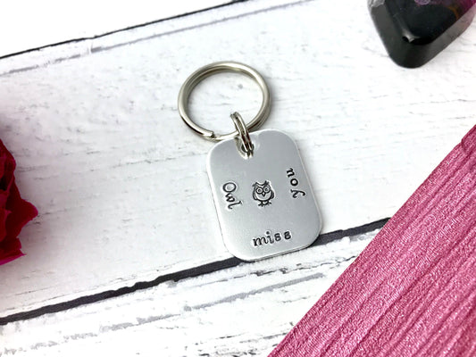 Teacher gift keyring, personalised keyring, owl miss you, nursery, pre school, good bye gift