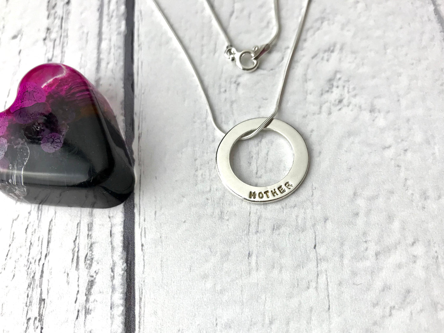 Mother necklace, hand stamped necklace, name pendant, personalised gift, mothers day, valentines day