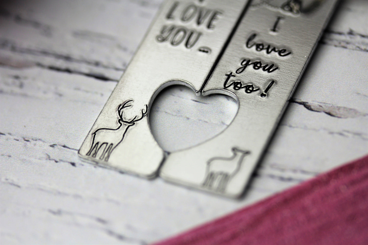 Valentines keyring, i love you too, husband, stag and deer themed, anniversary gift