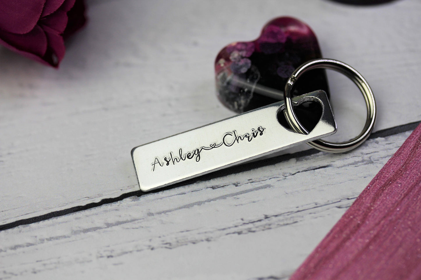 Personalised names keyring, love heart keyring, valentines day gift, anniversary gift