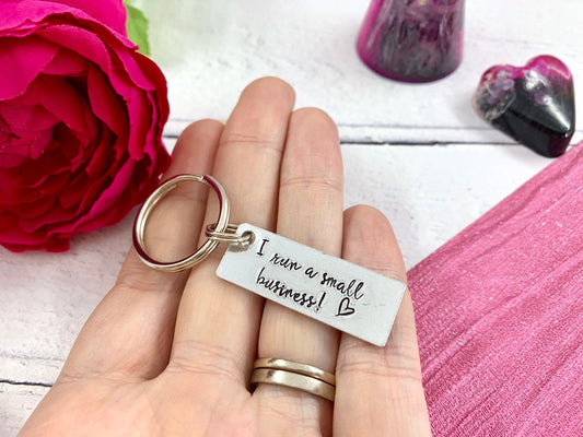 Small business seller, I run a small business, hand stamped keyring, wahm, mompreneur, self emplyed