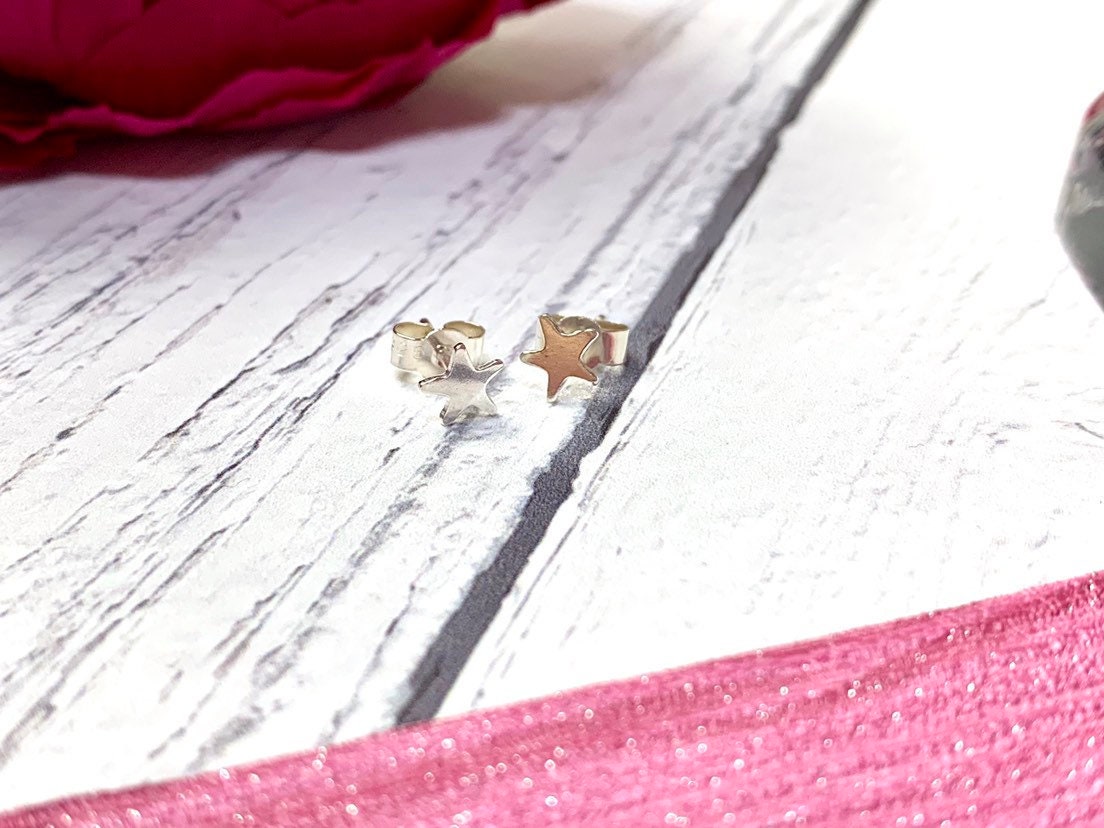 Sterling silver star earrings, dainty earrings, stud, tiny, delicate