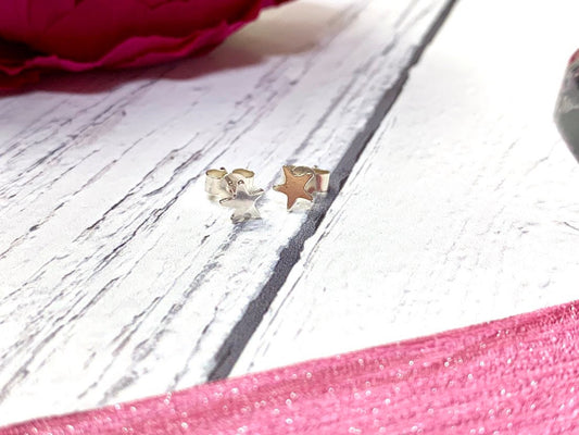 Sterling silver star earrings, dainty earrings, stud, tiny, delicate