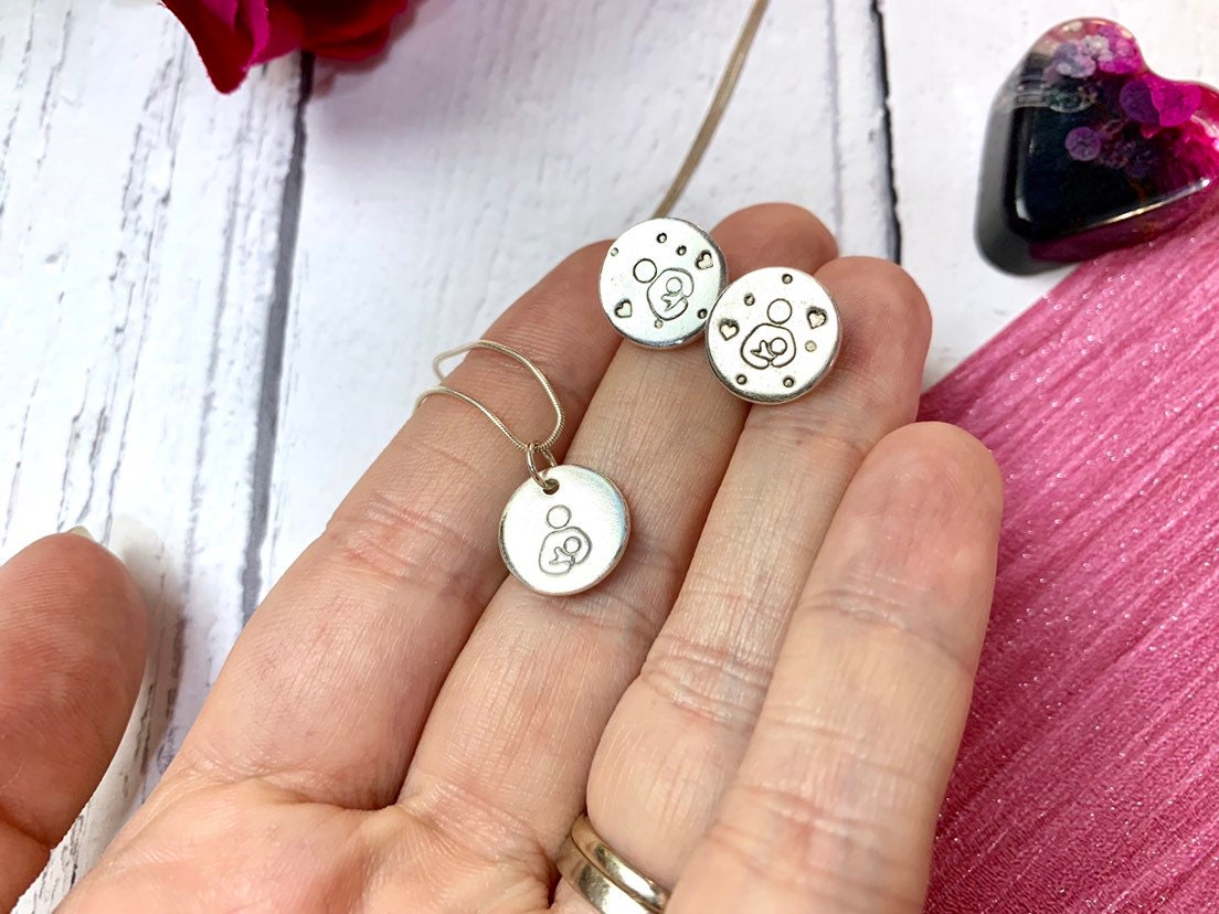 Sterling silver breastfeeding earrings, breastfeeding milestone, peer supporter, sterling silver, breastfed, hand stamped