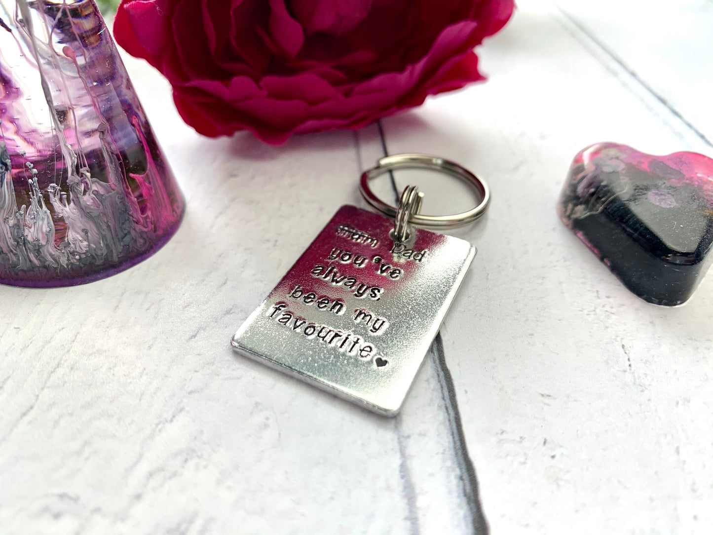 Mum/ Dad you've always been my favourite, hand stamped personalised keyring