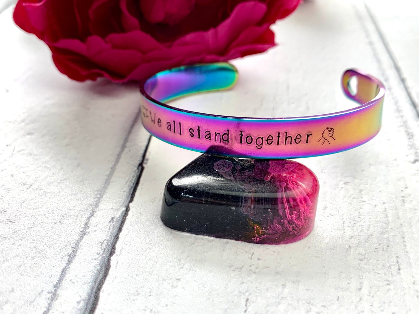 We all stand together cuff bracelet, equality, rainbow bracelet, cuff bracelet, bangle