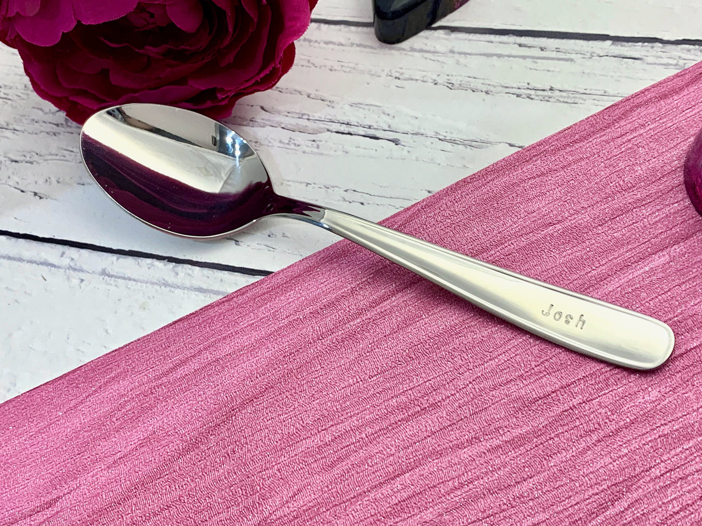 Personalised spoon, hand stamped tea spoon, message spoon, name spoon, custom cutlery, spoon gift, cutlery present, unique name gift, steel