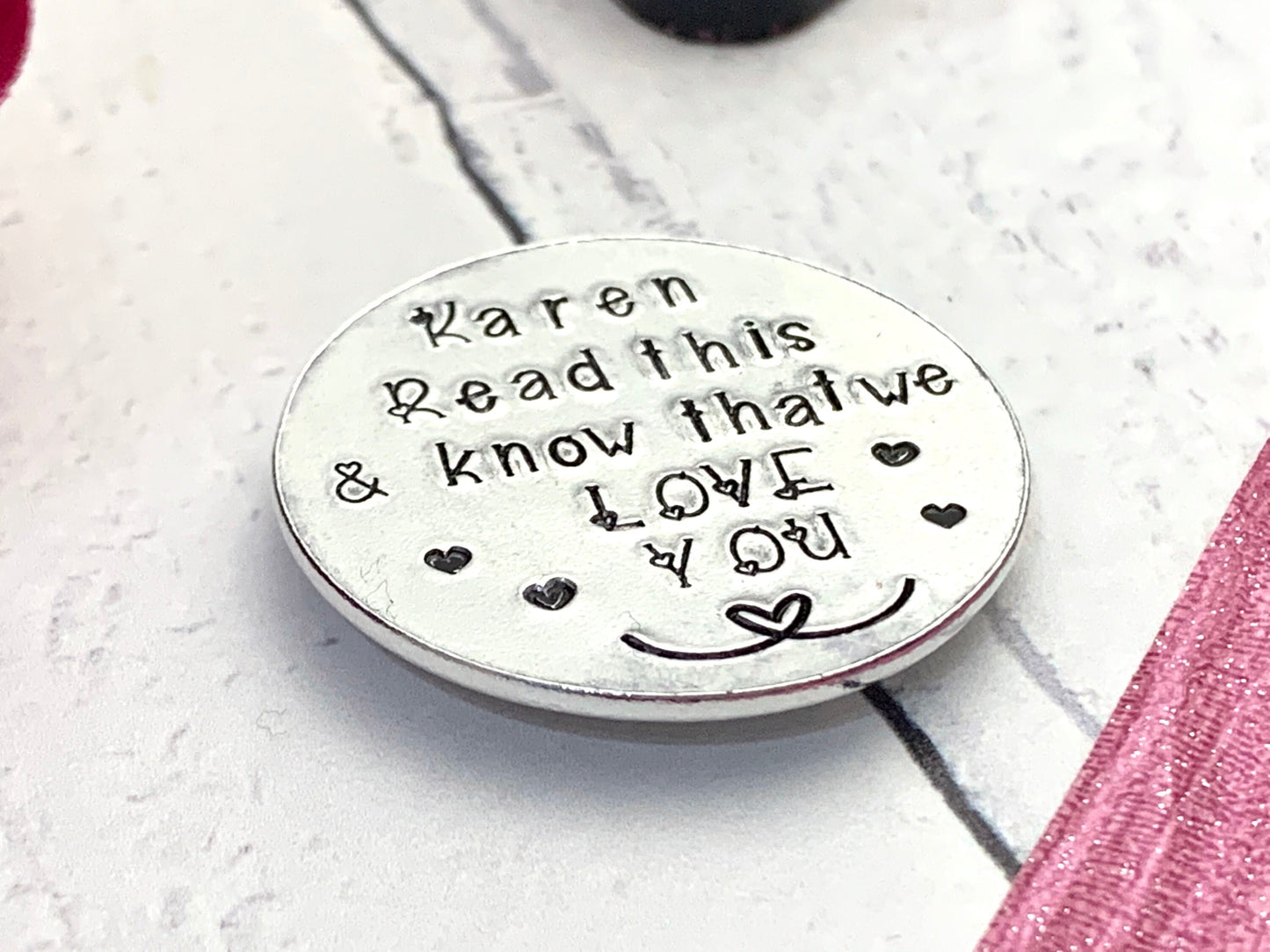 Hand Stamped personalised magnet, magnet for fridge, refrigerator magnet, thinking of you gift, lockdown treat, love you gift