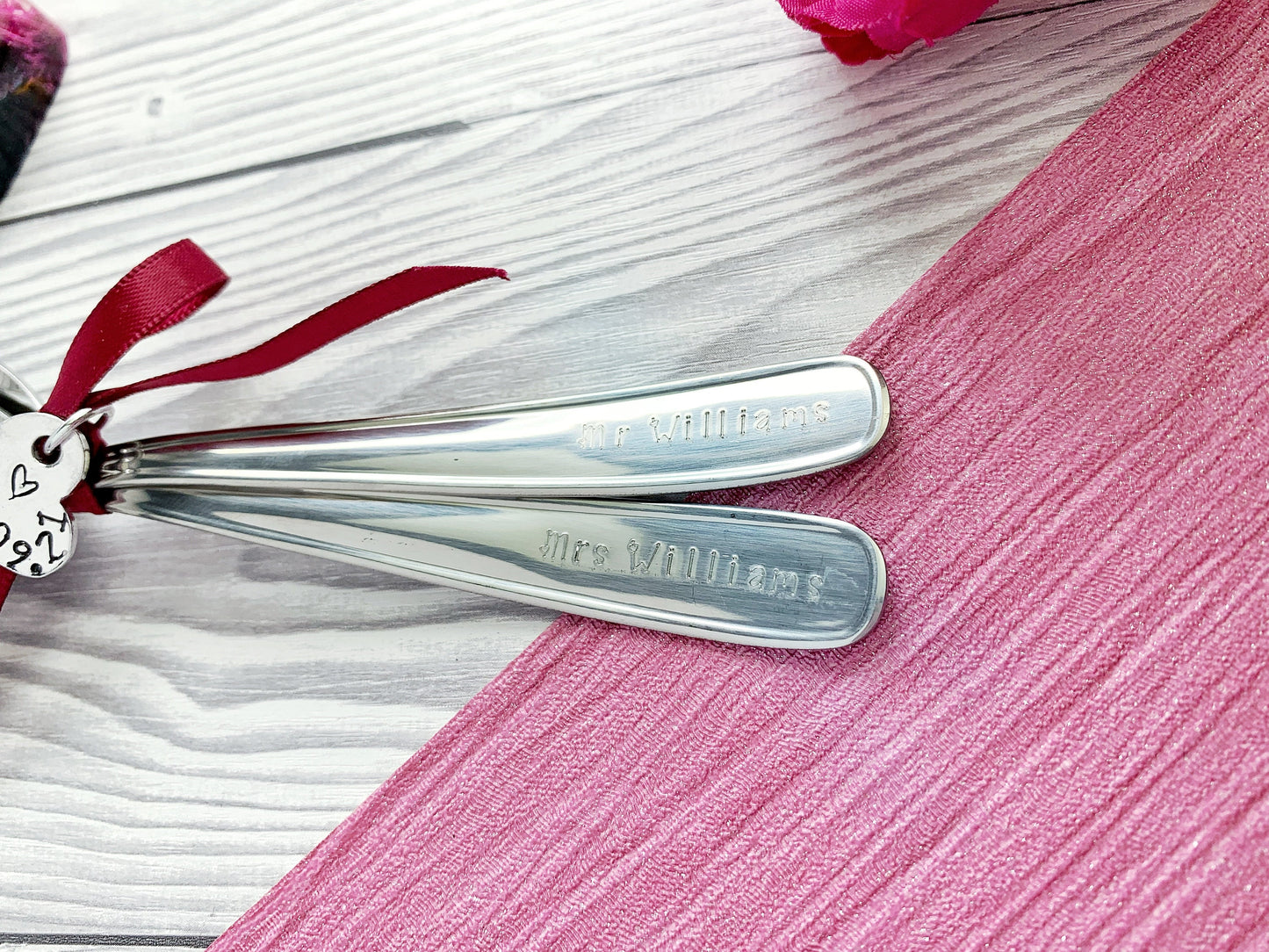 Hand stamped wedding personalised spoon, mr and mrs, mr and mr, mrs and mrs, same sex wedding gift, name, date, wedding, teaspoon