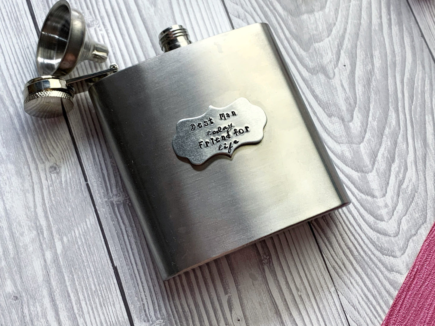 Personalised 6oz Hand Stamped Hip Flask, Dad Whisky Flask, Flask with Funnel, Presentation Box Flask, Father's Day Hip Flask, Custom Flask