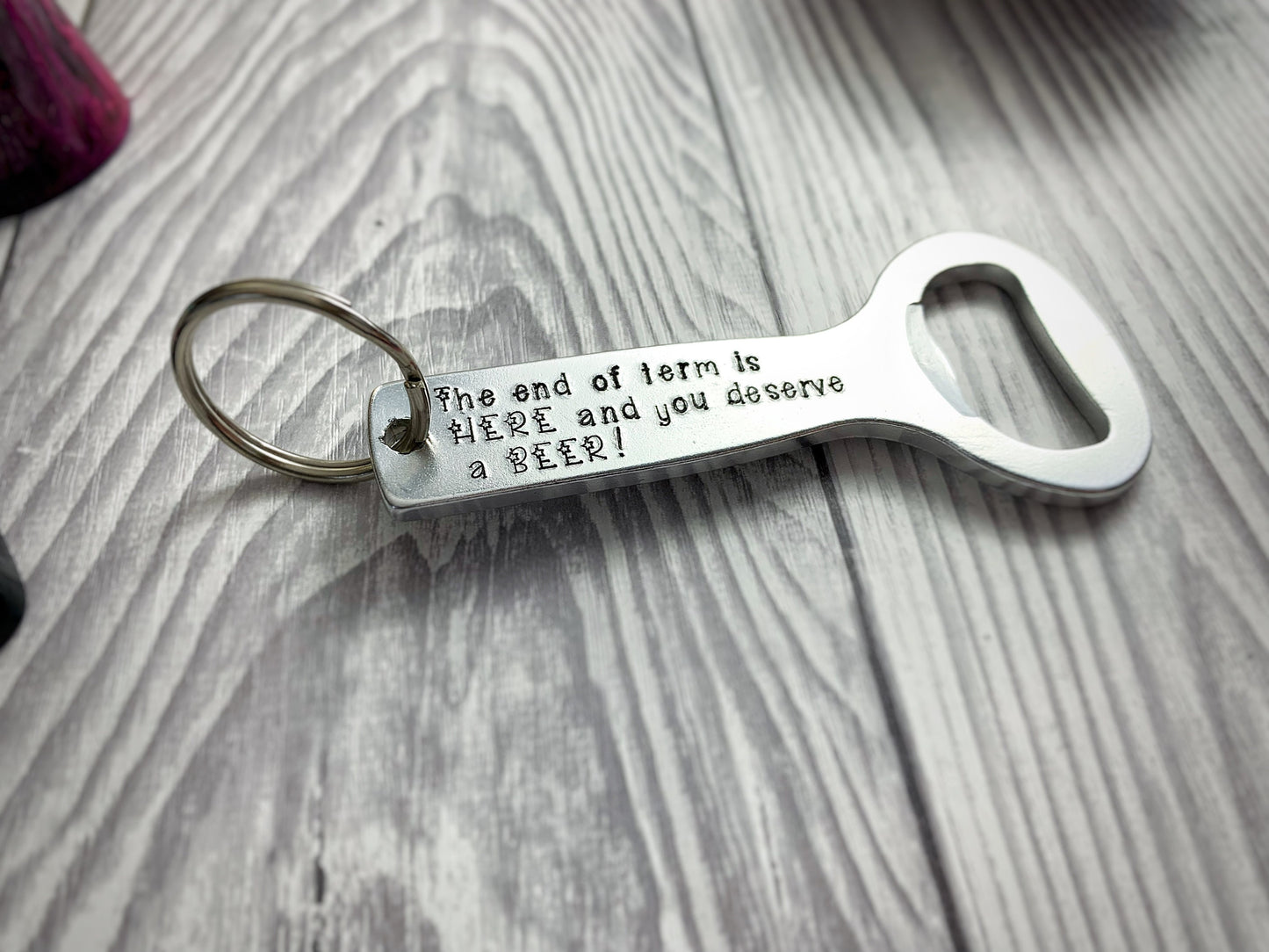 Hand Stamped Beer Bottle Opener, Personalised Bottle Opener, End of Term Gift, Stamped Bottle Opener, Beer Gift, Male Teacher Gift