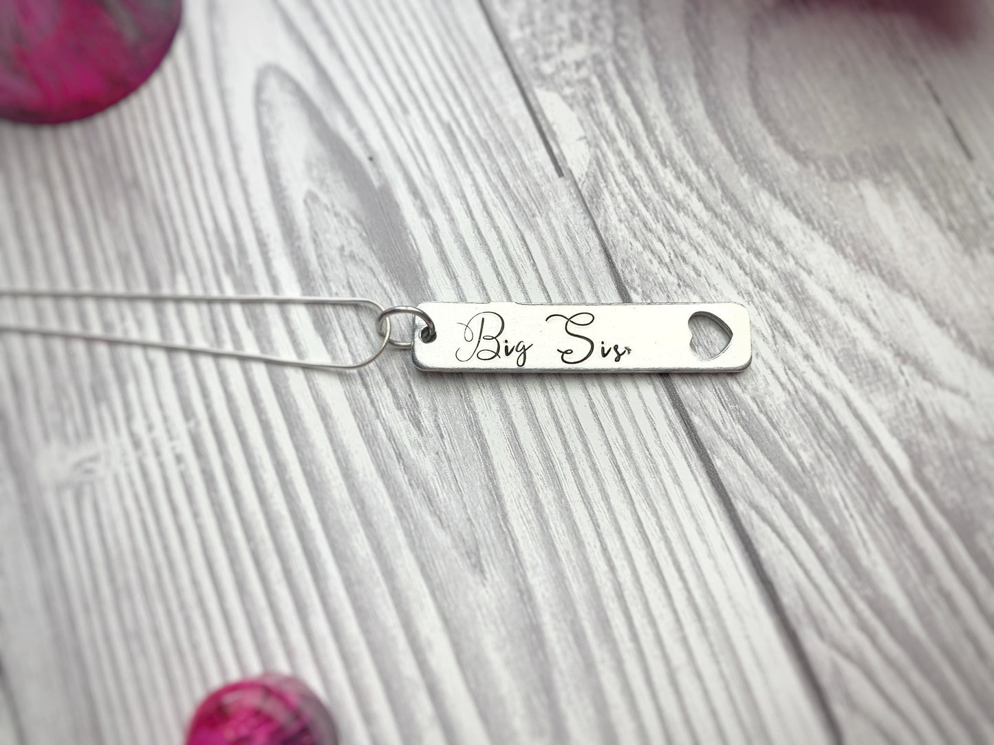 Three sister necklaces, big middle little sis, sibling gift, hand stamped, personalised necklace