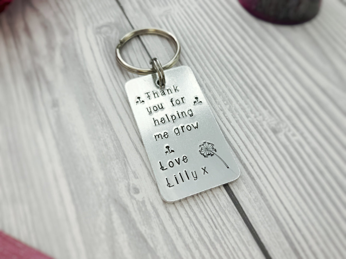 Teacher gift keyring, personalised keyring, thank you for helping me grow, nursery, pre school