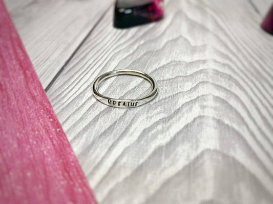 Custom name or word minimalist ring, silver stacking ring, personalised ring, custom name ring, stackable rings, gift for mum, motivation