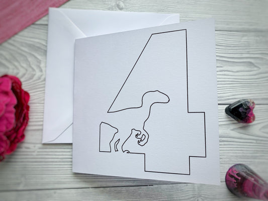 Personalised Dinosaur Birthday Greetings Card, Birthday Card, Personalised Dinosaur Card, Colour In Card, Dinosaur, Stegosaurus, Artist