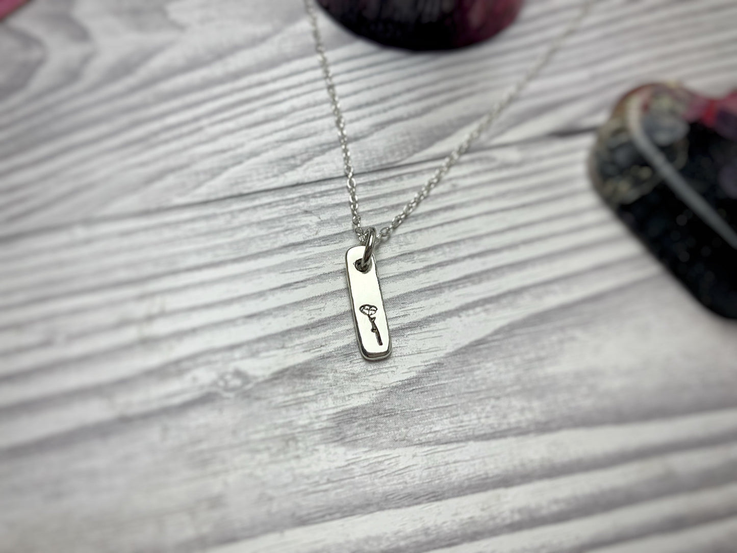 Personalised birth flower necklace, flower jewellery, sterling silver necklace, minimalist ring, stacking chain, hand stamped, gift for mum,