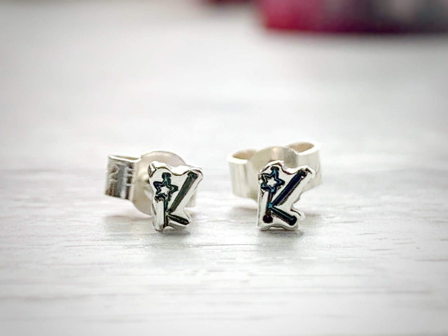 Sterling silver initial earrings, initial gift, sterling silver, hand stamped, hand cut, artisan earrings, silver studs