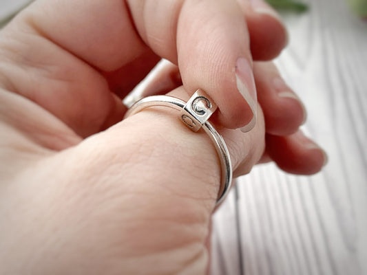 Fidget ring, personalised spinner ring, Sterling Silver spinner ring, initial ring, dainty ring, fiddle ring, moveable ring, beaded ring