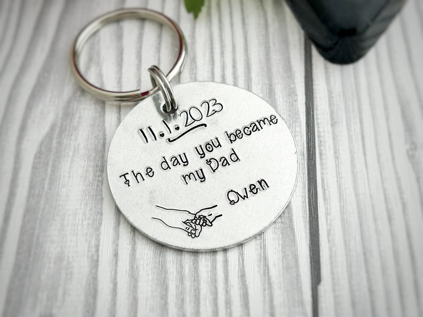 The day you became my dad, new daddy, step parent gift, daddy keyring, mummy keyring, hand stamped personalised keyring, Father's Day gift