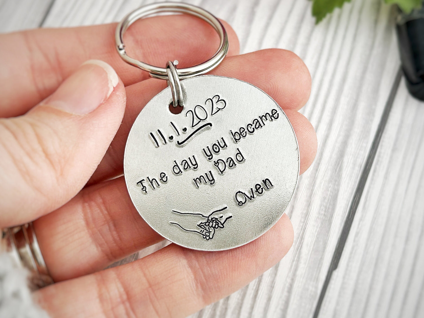 The day you became my dad, new daddy, step parent gift, daddy keyring, mummy keyring, hand stamped personalised keyring, Father's Day gift