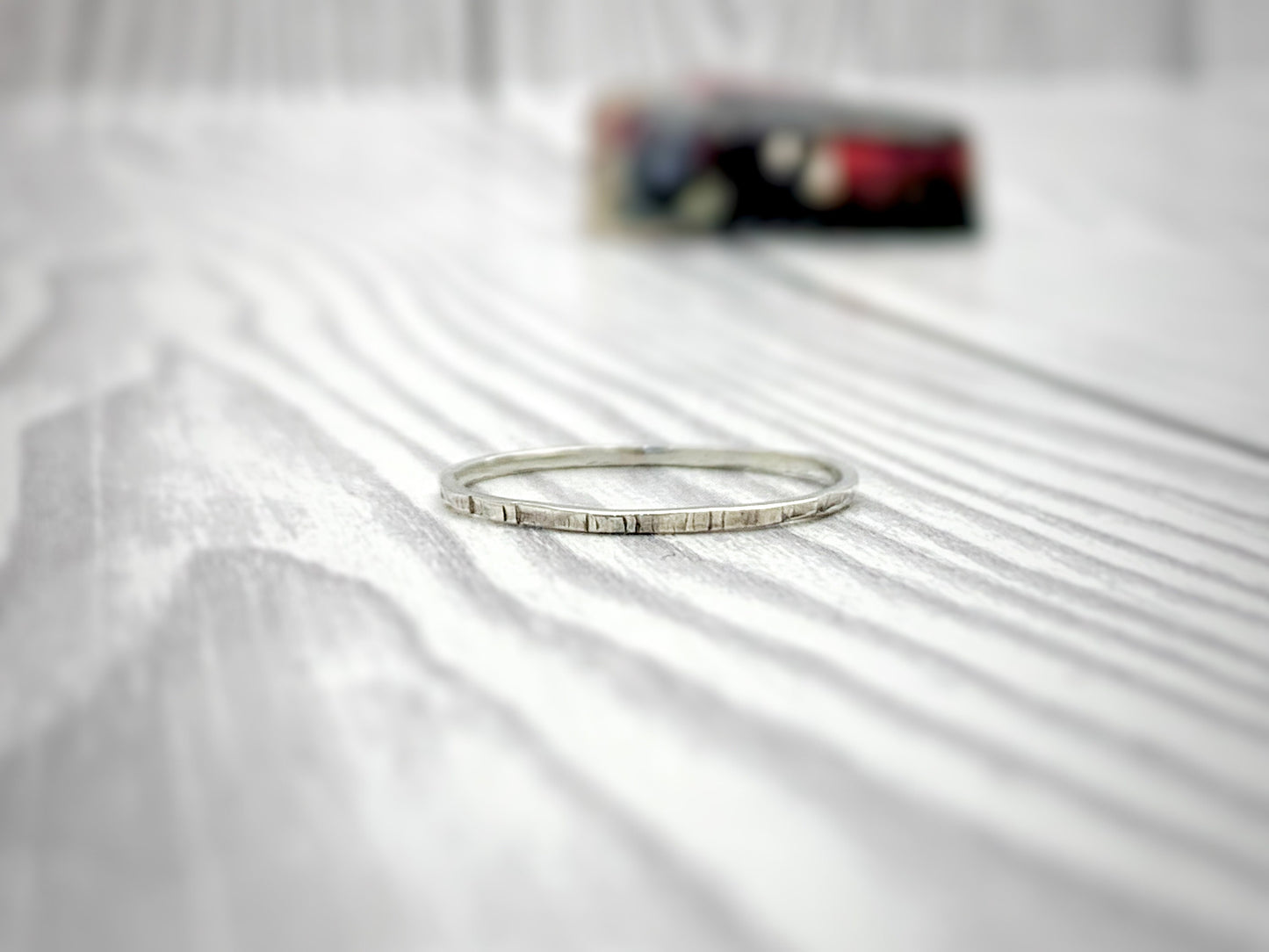 Sterling silver stacking rings, 1mm hammered ring