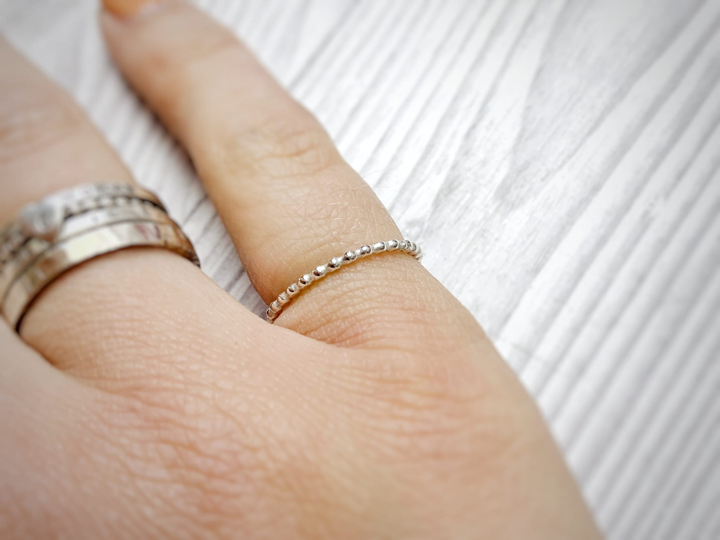 Sterling silver stacking rings, 1.5mm beaded ring, stacking ring, sterling silver dainty ring