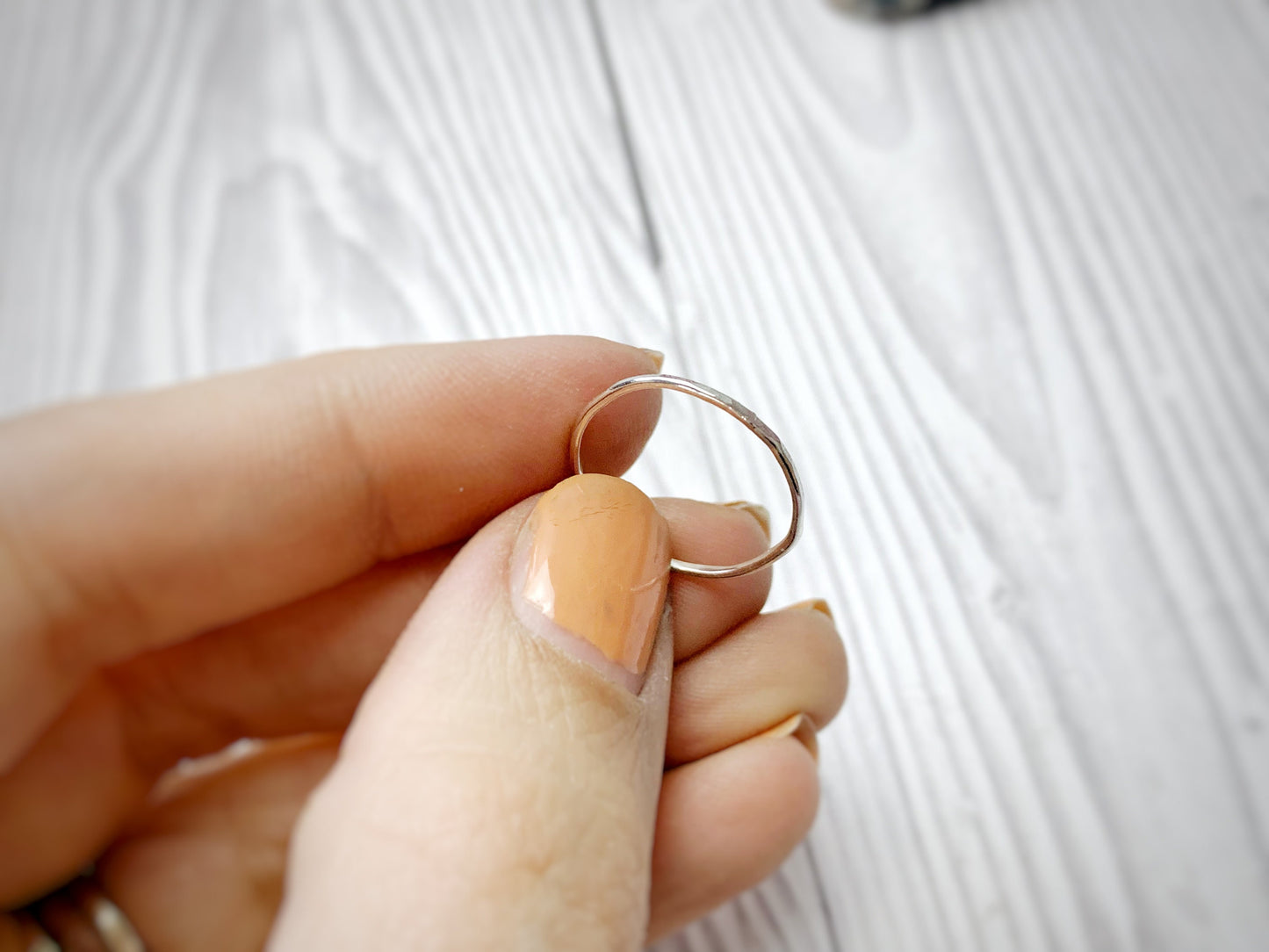 Sterling silver stacking rings, 1mm hammered ring